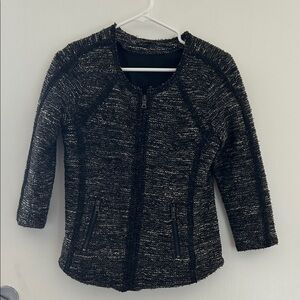 Ann Taylor Black and Cream Textured Blazer